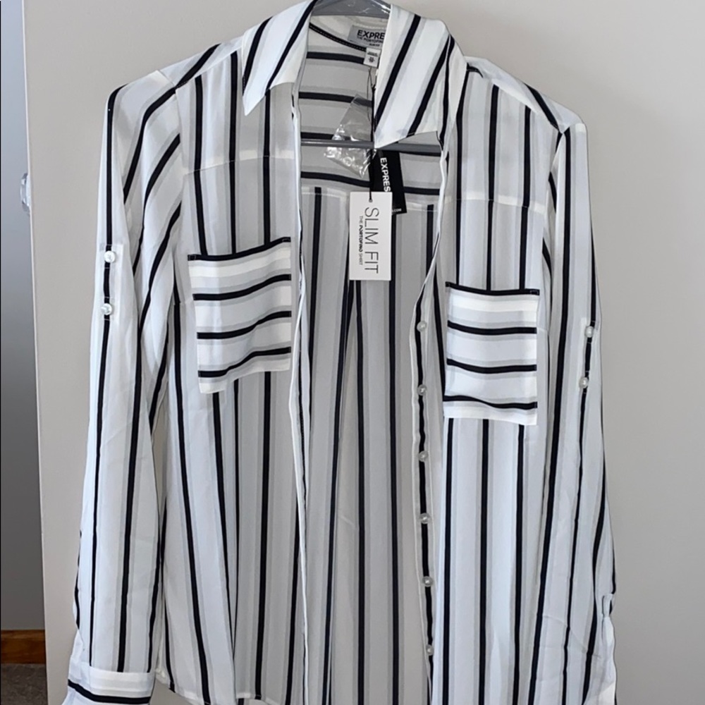 Black & White Blouse with Buttons